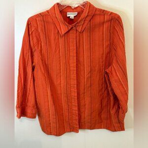 Breckenridge Orange Casual Button Down Shacket with Pintuck Pleats